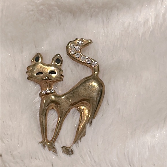 VINTAGE NEW FOX BROOCH  W RHINESTONE TAIL AND COLLAR NEW - Picture 10 of 11